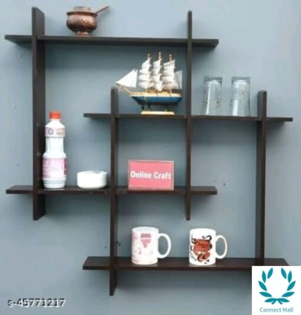 Royal Wall Shelves - LXHXB:-40X30X12 cm, Black, Wooden , No.of Shelves : 5